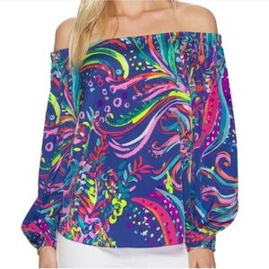 Lilly Pulitzer Adira Silk Off Shoulder Top